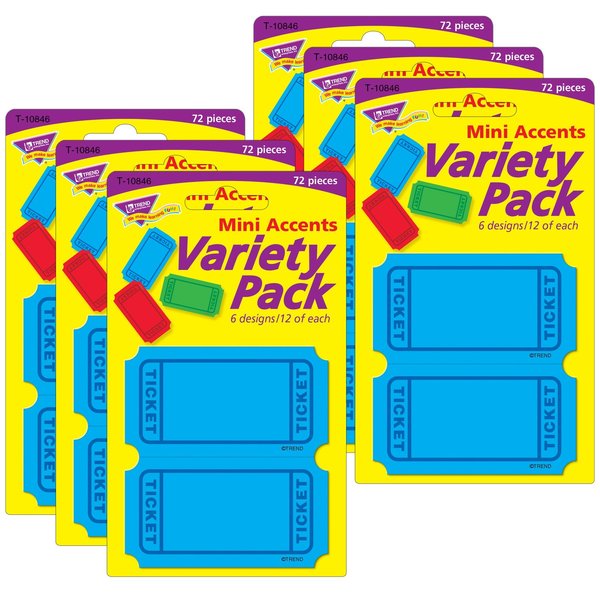 Trend Enterprises Winning Tickets Mini Accents Variety Pack, 72 Pieces, PK6 T10846